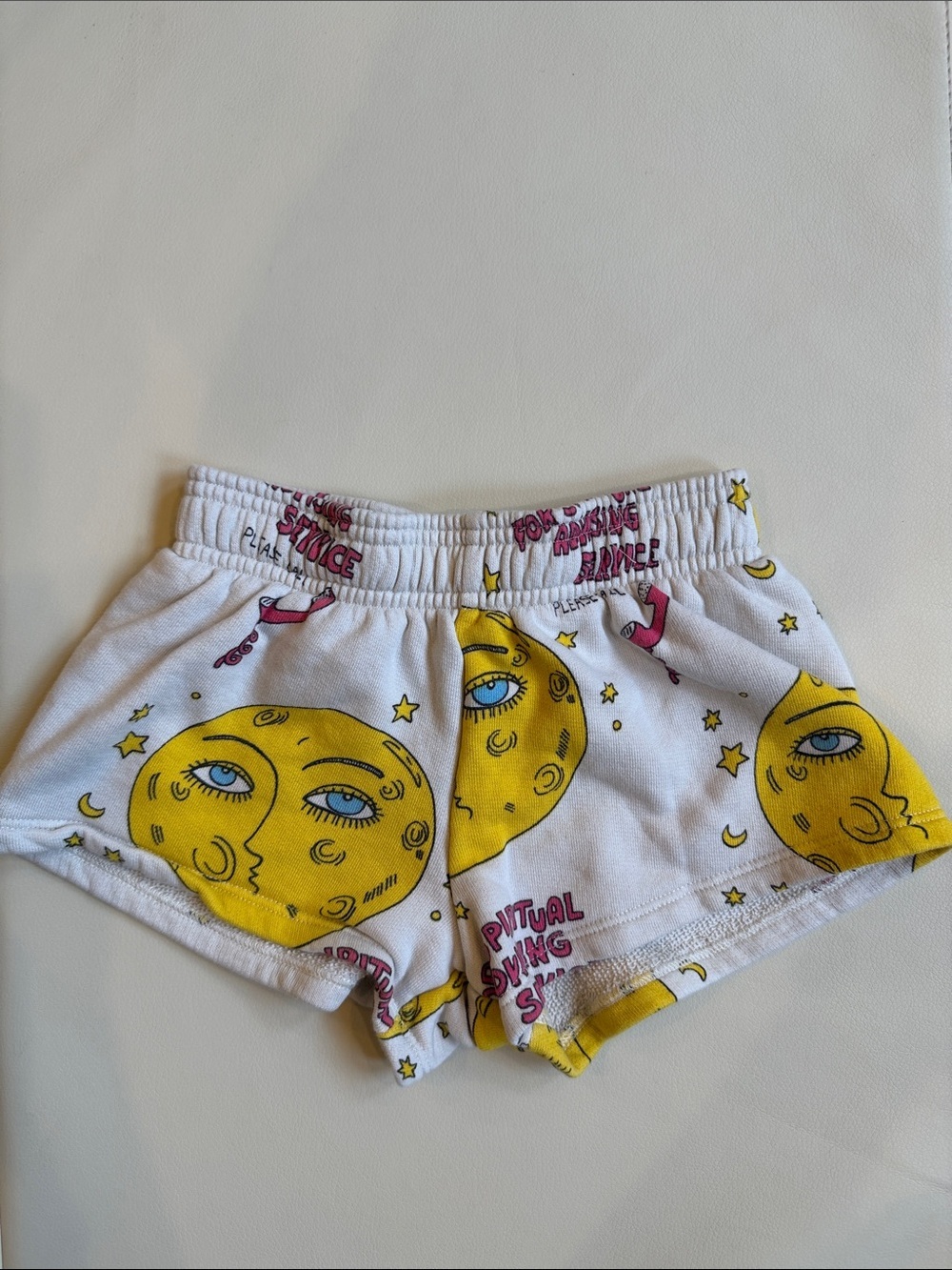 Mini Rodini Kids White & Yellow Moon Print Shorts ***Price is firm***